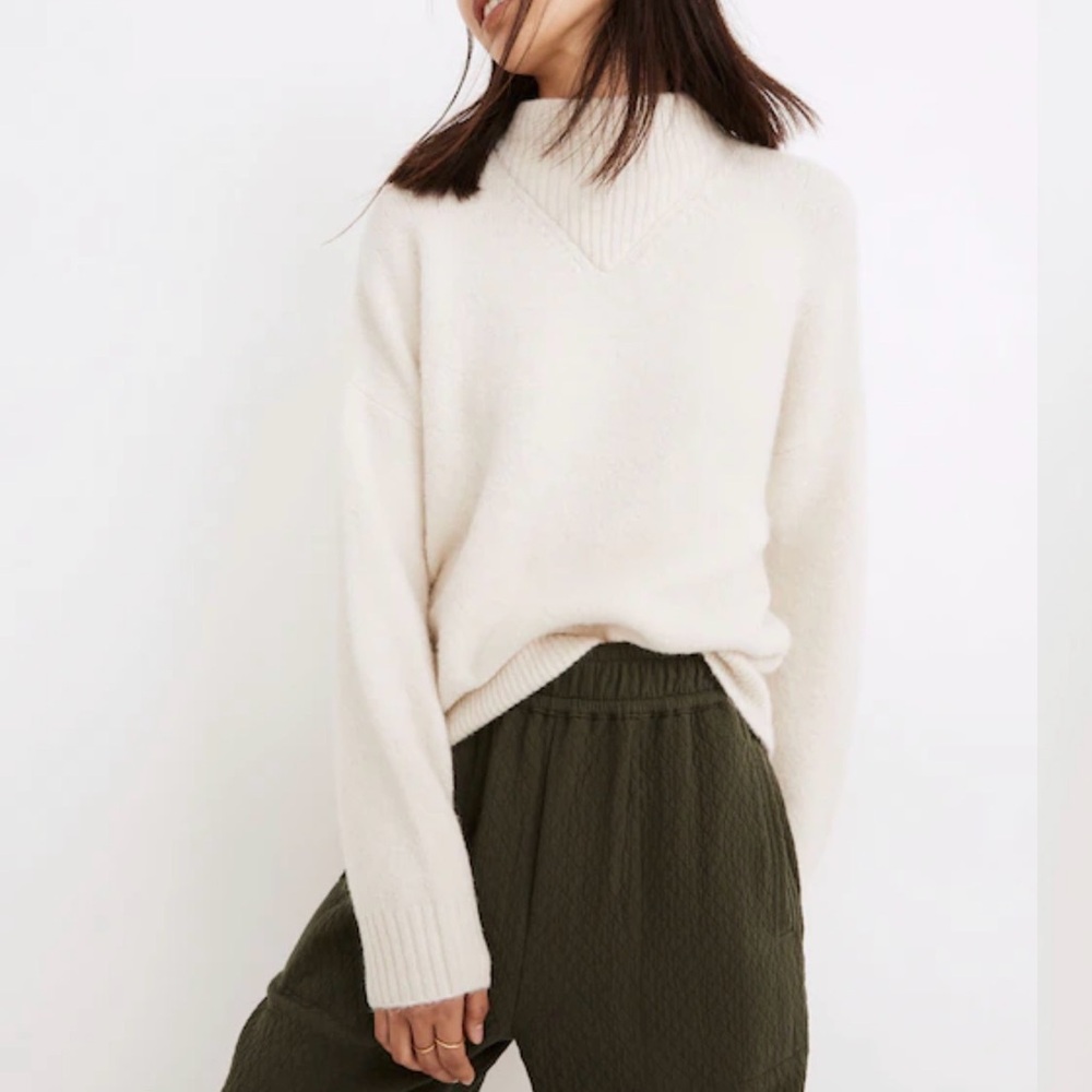 Madewell Neutral Clean Chic Minimalistic Dillon Mock Neck Pullover Sweater large